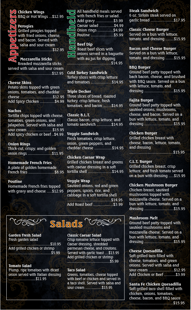 Ambrosia Family Restaurant Menu - Image 1