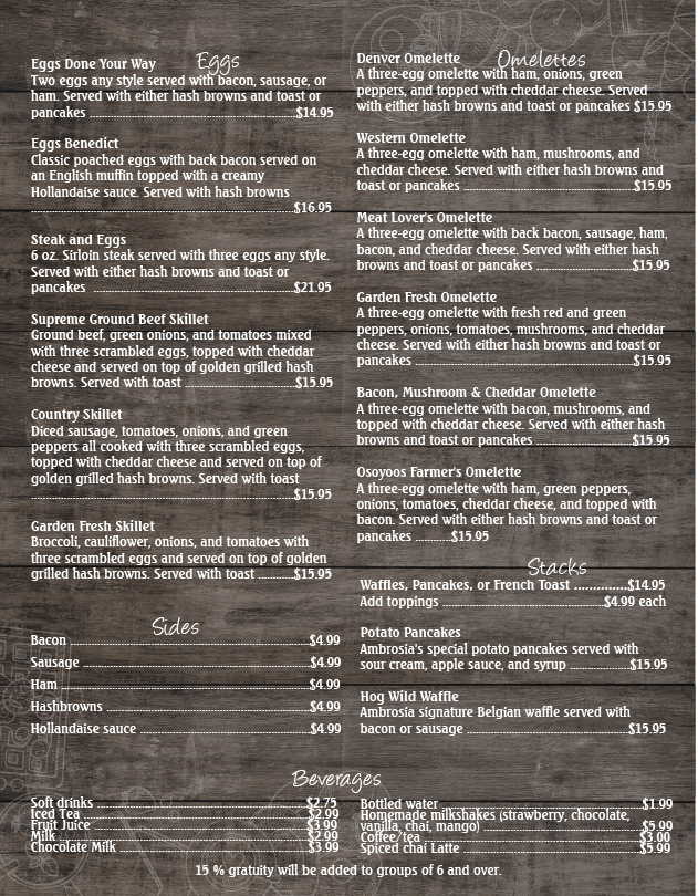 Ambrosia Family Restaurant Menu - Image 3