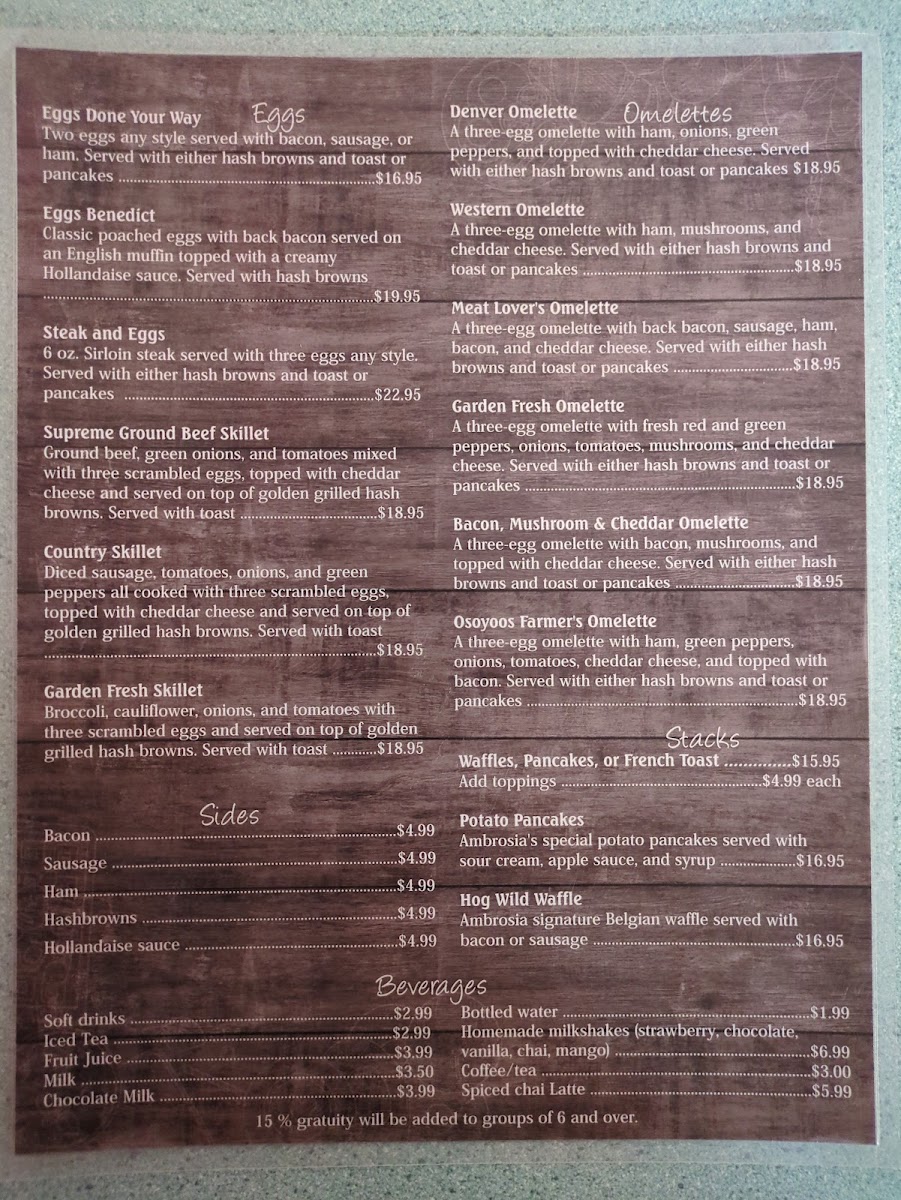 Ambrosia Family Restaurant Menu - Image 5